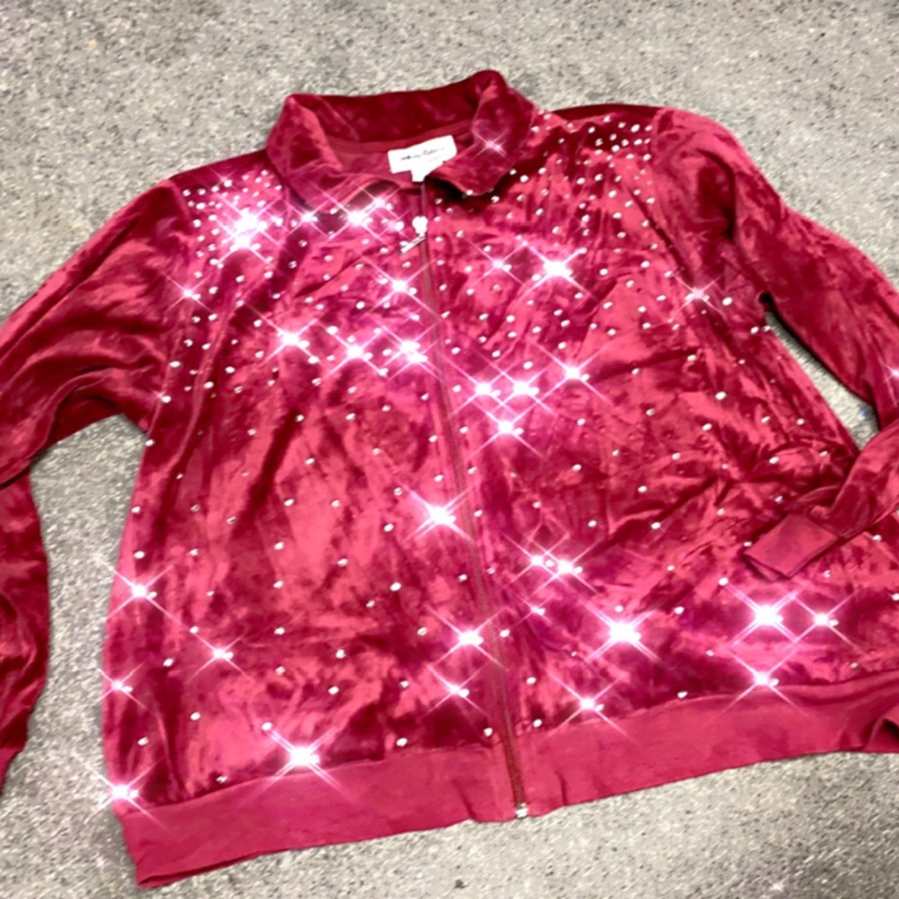 Wine colored rinestone studded jacket PXL